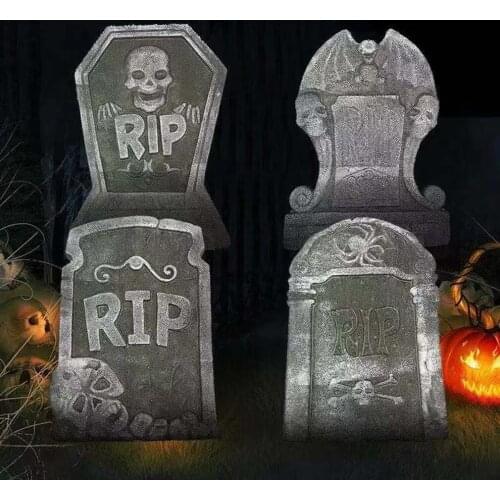 New Tombstone Props Funny Foam Skeleton Rip Tombstone Halloween Decorations For Home Party Supplies Halloween Horror Props
