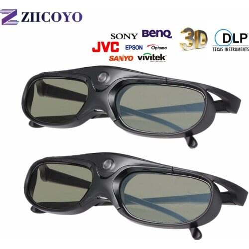 2pc 3D Active Shutter Glasses DLP-Link 96Hz/144Hz USB Rechargeable Home Theater Black For BenQ Xgimi JmGo Dell Acer 3D Projector