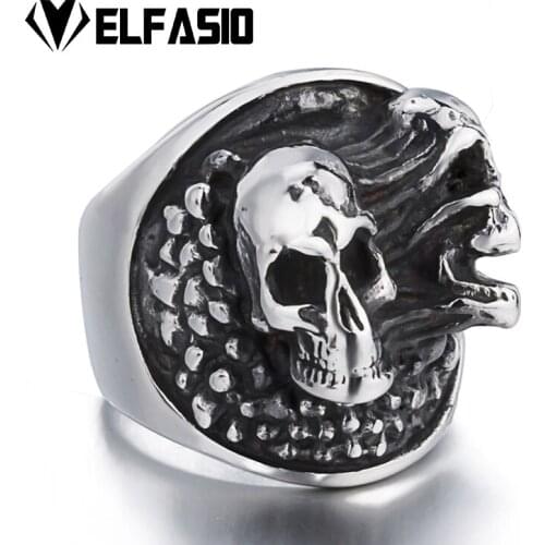 Original Customization Personality Modeling Tearing Soul Skull Ring Mens Womens Jewelry 001