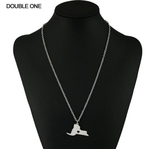 Hiphop USA Map Necklace Pendant & Chain for Men and Women Statement Jewelry Gift Silver Gold Black