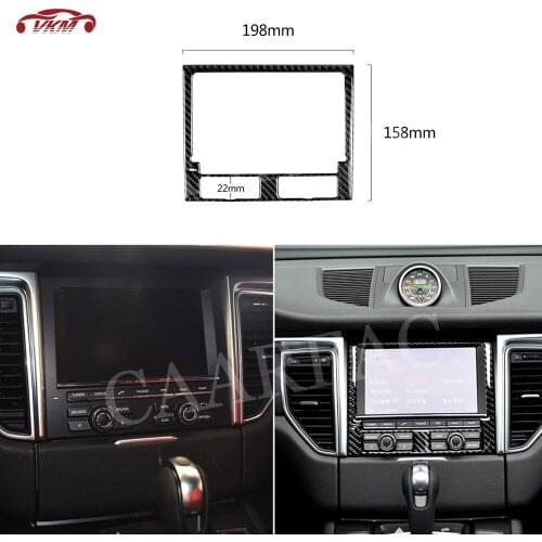 Carbon Fiber Car Dashboard Navigation Control Panel Button Trim Frame Sticker for Porsche Macan 2015-2018