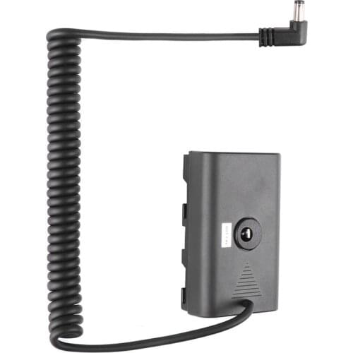 FOTGA NP-F Dummy Battery DC Coupler with Extendable Power Cable for NP-F970 F750 F550 to Power Video LED Light Camera