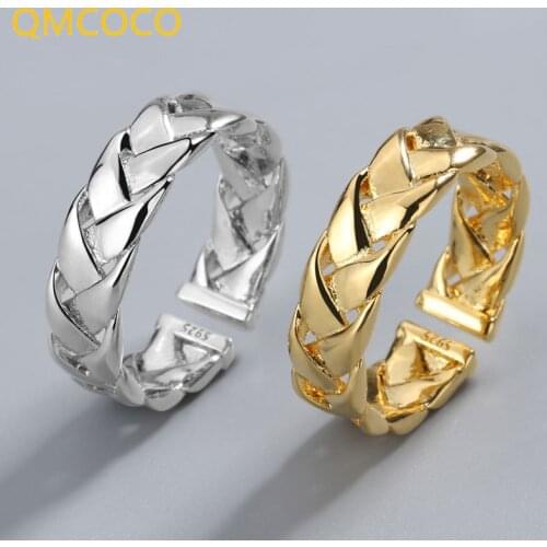 QMCOCO 2021 New 925 Sterling Silver Fashion Retro Silver Unique Design Adjustable Jewelry Female Gift Decoration