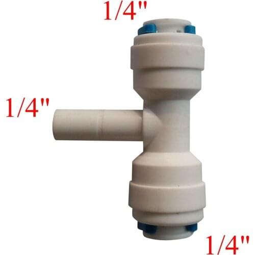 RO Water Reverse Osmosis Aquarium System Connector Fitting 1/4" OD Tube Quick Connection 1/4" Pipe Type T Connector ROST-2-2-S2