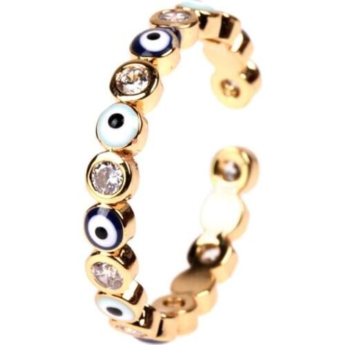 Adjustable Evil Eye Rings for Women Gold Plated Jewelry Ring Girls Gifts Bijoux Femme Matching Ringen Vintage Bagues 2021 Trend