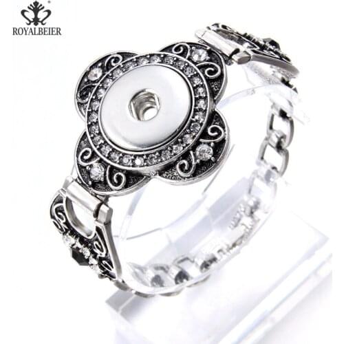 RoyalBeier Hot Wholesale Bohemian Women Jewelry Pulseras Newest Vintage 18mm Metal DIY Snap Button Bracelet SZ0536