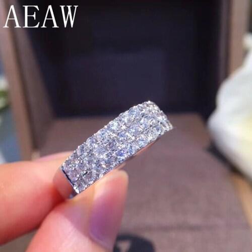 Silver 925 1.2CTW Carat F Color Lab Grown Diamond Round Cut Moissanite Engagement Wedding Band For Women