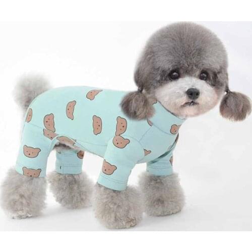 Autumn and winter print bear dog pajamas pet clothes puppy clothes four-legged clothes base clothes Teddy clothes