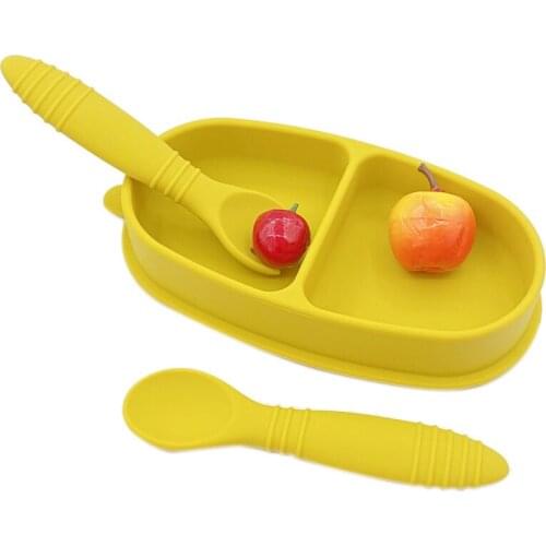 Silicone Baby Feeding Bowl Tableware Waterproof BPA Free Silicone Dishes Plate Spoon Non-Slip Tableware Infant Bowl Set