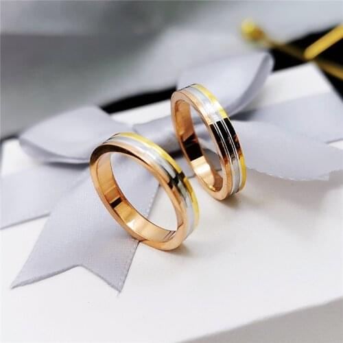 YUN RUO Fashion Luxury 3 Colors Couple Ring Rose Gold Color Woman Birthday Gift Titanium Steel Jewelry Never Fade Drop Shipping
