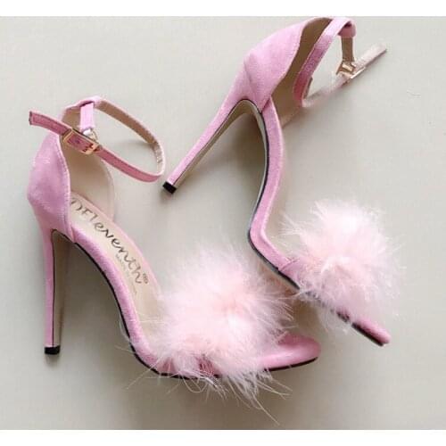 Womens shoes hairy fish mouth high-heeled European and American womens sandals 35-43 large size shoes 11CM