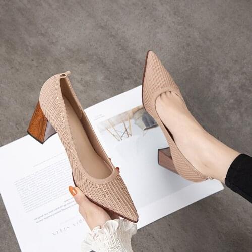 Mesh Woman High Heels Fabric Shallow Women Pumps Pointed Toe Party Ladies Stilettos Summer Shoes Womens Shoes Zapatillas Mujer