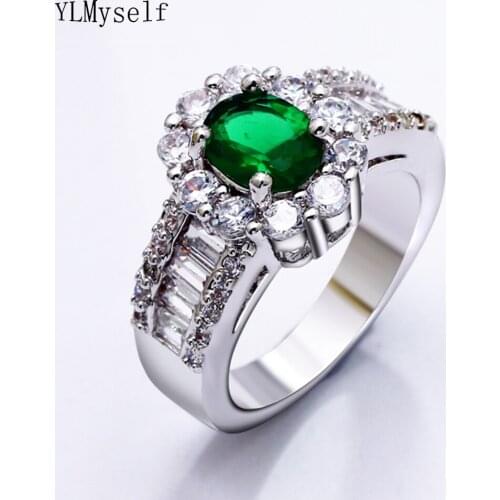 New Blue Green Oval stone ring shiny crystal trendy jewelry female rings fine ending jewellery