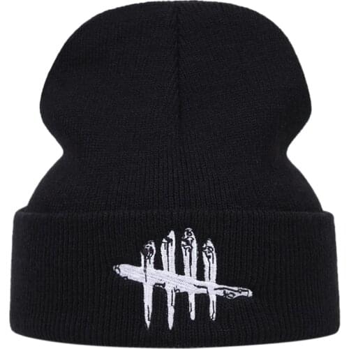 Winter Embroidery Knitted Hat Dead By Daylight Cotton Hip Hop Warm Ski Beanie Knit Cap Skullie Unisex Women Fashion Outdoor