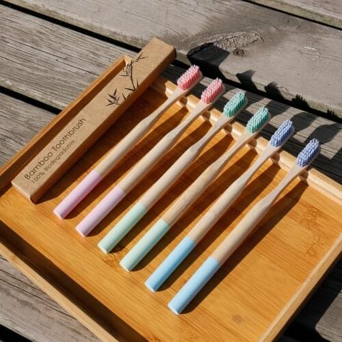 10packs Spiral bristles round handle bamboo toothbrush meduim Adults bamboo toothbrushes Oral Care travel toothbrush case