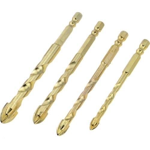 1Pc Hex Shank Titanium Tungsten Drill Bit Carbide Tile Glass Cross Spear Head Drilling Cutter Tool 6mm 8mm 10mm 12mm