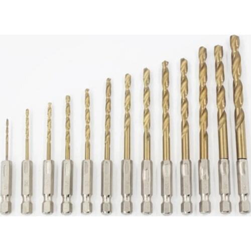 13Pcs/Set 1.5-6.5mm Hexagonal Shank Twist Drill, HSS Reaming Drill Bit, Wooden Plastic Thin Iron Hole Set