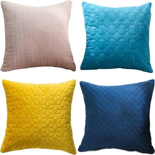 2PCS Geometric Cushion covers Plush 45X45CM Yellow Throw Pillow Case Velvet Decorative Pillow Cover Home Decoration No Insert