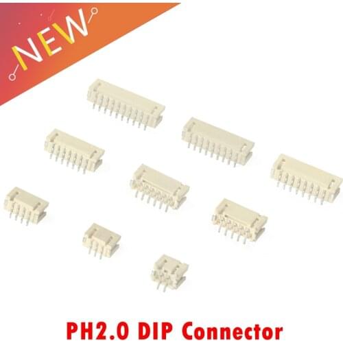 20pcs PH2.0 Connector Side Entry Header Pin 2.0MM Header Curved Needle 2/3/4/5P/6/7/8/9/10/11/12 Pin