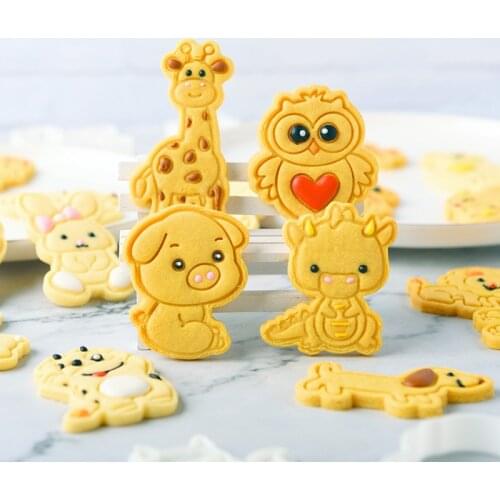 3D Cartoon Animal Cookie Cutter Sugar Crafts Mold Plastic Cake Moulds Cookie Stamp Cutter Cake Baking Mould Kitchen Tools