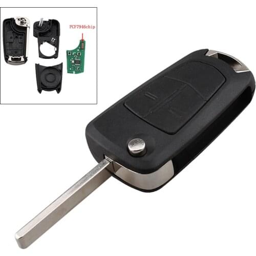433Mhz 2 Buttons Replacement Remote Car Key Fob Transmitter Clicker Alarm with 7946 Chip for Opel Corsa D 2007-2012