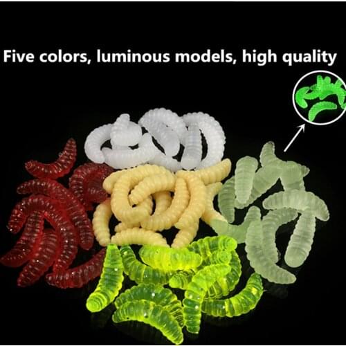 50PCS Fishing Worms Lures Hand Pole Bait Fishing Lure Soft Bread Bug Bionic Grubs Trout Lure Fishing accessories
