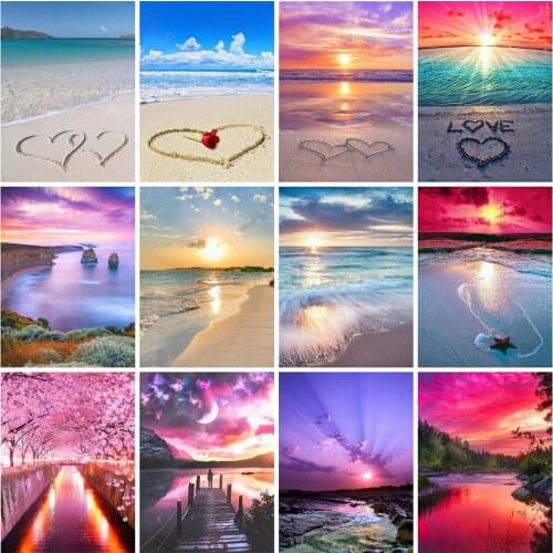 Diamond Painting 5D Diy Cross Stitch Acrylic Square Round Diamond Embroidery Sea Landscape Art Poster Painting Home Decoration