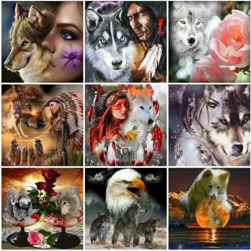DIY 5D Diamond Painting Wolf Female Diamond Art Embroidery Animal Cross Stitch Full Round/Square Drill Home Decor Manual Gift