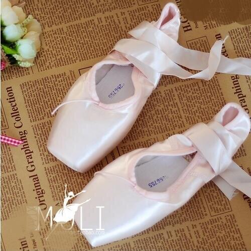 Ballet Pointe Shoes Satin Upper With Ribbon Silicone Gel Toe Pad Girls Womens Pink Professional Ballet Shoes