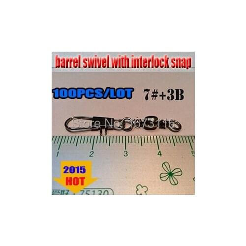 Free shipping fishing Barrel Swivel with interlock snap size:7#+3B quantily 50pcs/lot