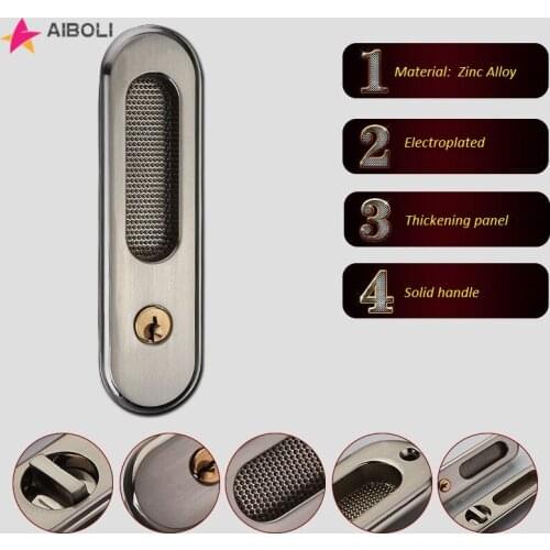 Mute Mortice Sliding Door Lock Hidde Handle Interior Door Pull Lock Modern Anti-theft Room Wood Door Lock Furniture Hardware