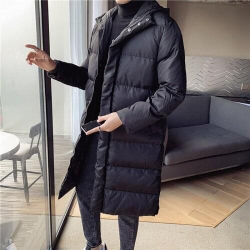 HCXY Brand 2020 Mens winter Coats and jacket Slim Mid-Long Warm Hooded Jacket for men casual Thick parka male