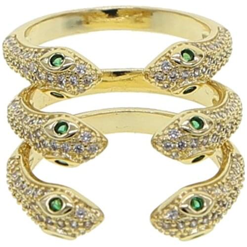 Colorful CZ Micro Paved Snake Rings For Women Rose Gold Silver Color Fashion Animal Jewelry Girl