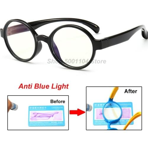 Kids Anti Blue Light Glasses Frame Children TR90 Silicone Optical Glasses Boy Girl Flexible 2020 New Round Eyeglasses Protective