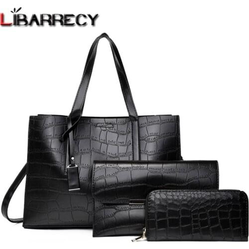 Alligator Design Composite Bags Solid Color Large Capacity Ladies Shoulder Bag Luxury Women Handbags High Quality Leather Wallet