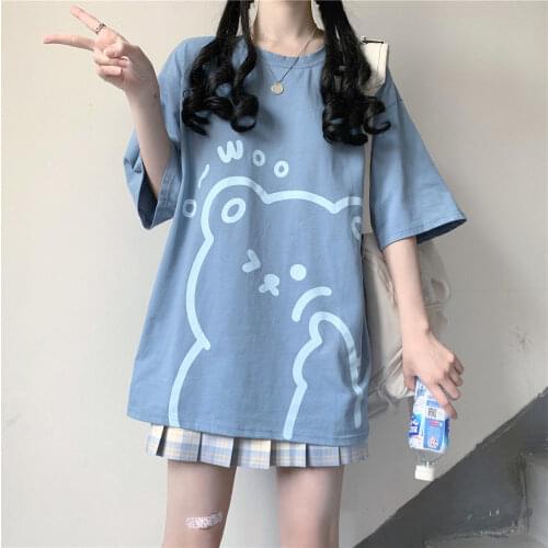 Summer Short-Sleeved T-Shirt Female Students Korean Version Of Loose Japanese Cute Street Style Ins College Style Wild Top Tide
