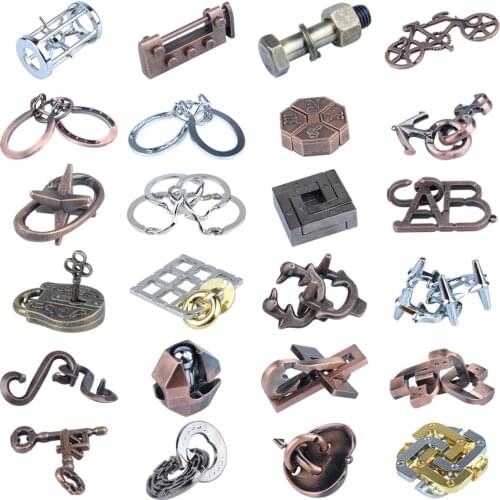 Classic IQ Metal Puzzle Metal Brain teaser Flag Ring Quartet Horseshoe Puzzles Game for Adults Children