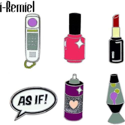 I-Remiel Cute girlish nail polish vase creative badge Lipstick girlish brooch Enamel Pin Button Badges Jewelry For Kids Girl Boy