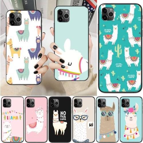 Kawaii Cute Cartoon Llama Alpaca Animals Phone Case For Iphone 6 6s 7 8 Plus XR X XS XSmax 11 12 Pro Mini Max
