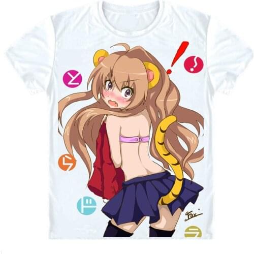 Moe Anime Toradora! T-Shirts Multi-style Short Sleeve Shirts Palmtop Tiger Te Nori Taiga Aisaka Taiga Ryuji Takasu Cosplay Shirt