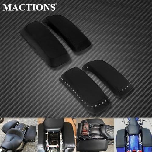 Motorcycle PU Leather Waterproof Saddlebag Lid Covers Bagger Speaker Lids For Harley Touring Electra Road Glide Road King 14-Up