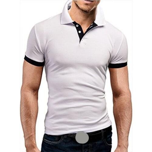 Male Solid Color Pullover Tops T-Shirt 2021 Brand Summer New Mens T-Shirt Lapel Casual Short-Sleeved Stitching T-Shirt