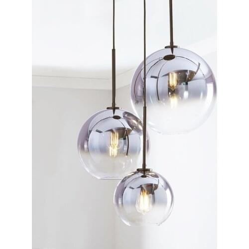 Nordic LED Pendant Lights Silver Gold Glass Pendant Lamp Ball Kitchen Hanging Lamp Dining Living Room Luminaire Light Fixtures
