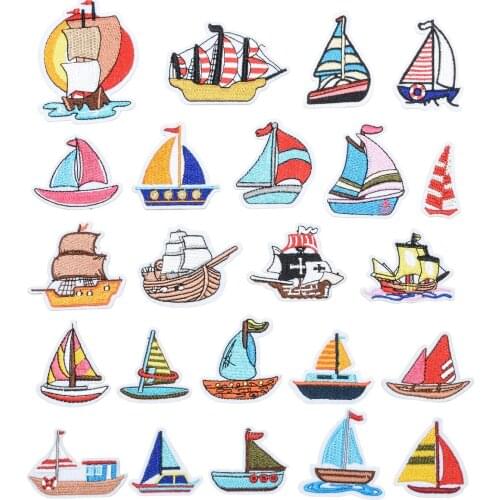 New Ship Badges Sailing Series Patches for Clothing Iron on Ships Anchor Embroidered Applique Badges DIY Apparel Accessory