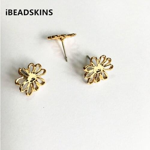 New arrival!15mm 100pcs/lot gold color flower shape Zinc alloy Earrings Stud/accessories for Earrings DIY(as shown)