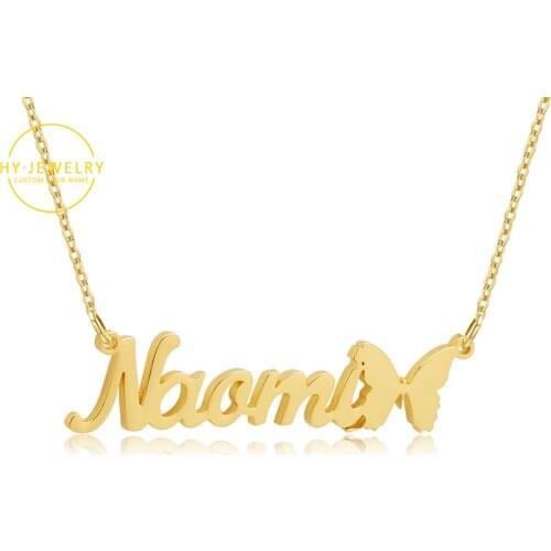 Personalized Butterfly Name Necklace For Women Custom Gold Color Stainless Steel Name Jewelry Name Butterfly Charm Necklace Gift