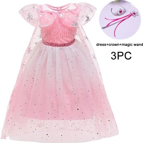 Summer Snow Cartoon Sequins Dress Star Pattern Princess Dress Kid Dress For Girl Cosplay Children Clothes Party Bridesmaid Dress