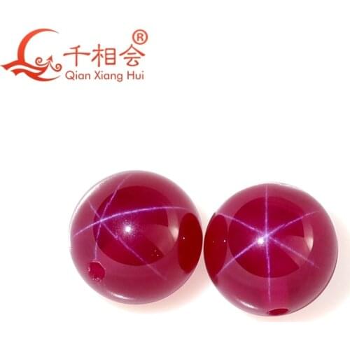 Translucent artificial star sapphire ruby red color sphere shape/ ball shape corundum with hole