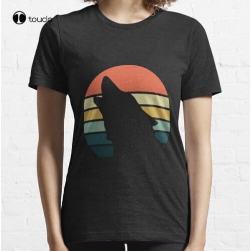 Retro Vintage Howling Wolf Funny Gift T-Shirt Tee Shirt Womens White Shirt