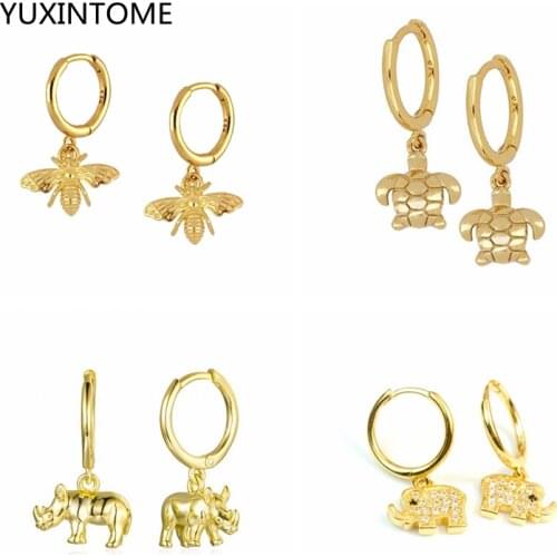 925 Sterling Silver Ear Needle Bee Shaped Hoop Earrings Personality Animal Huggie Earrings For Women Girls Jewelry Pendanties